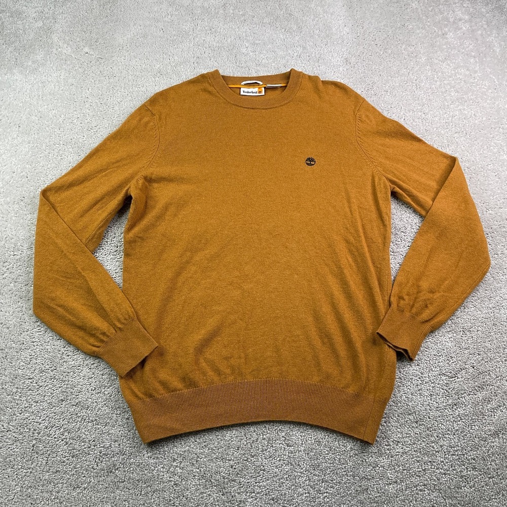 Timberland Sweater Mens Medium Brown Wool Blend Crewneck Pullover Lightweight
